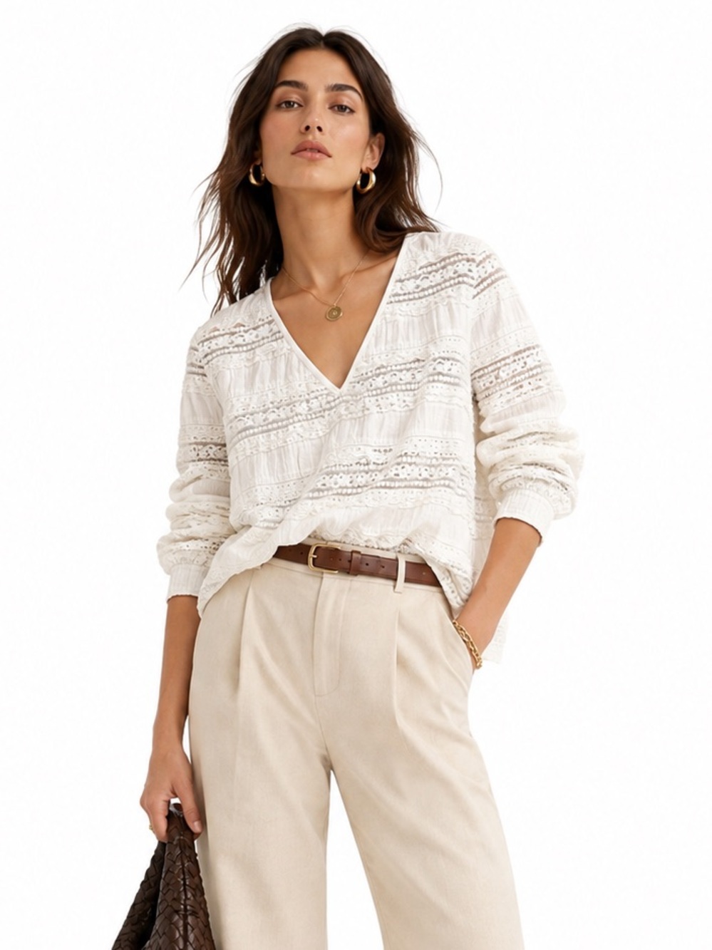 By TiMo Lace Long Sleeve Top